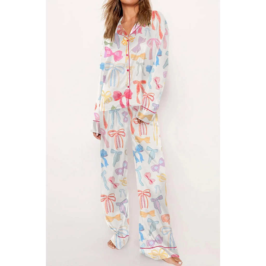 Lori -Bow Long Sleeve and Pants Pajama Set