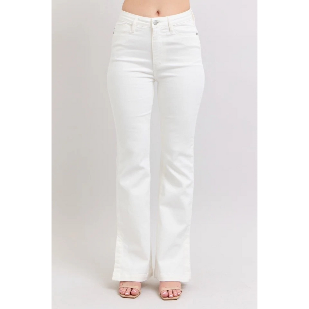 Judy Blue White Side Slit Slim Bootcut Jeans