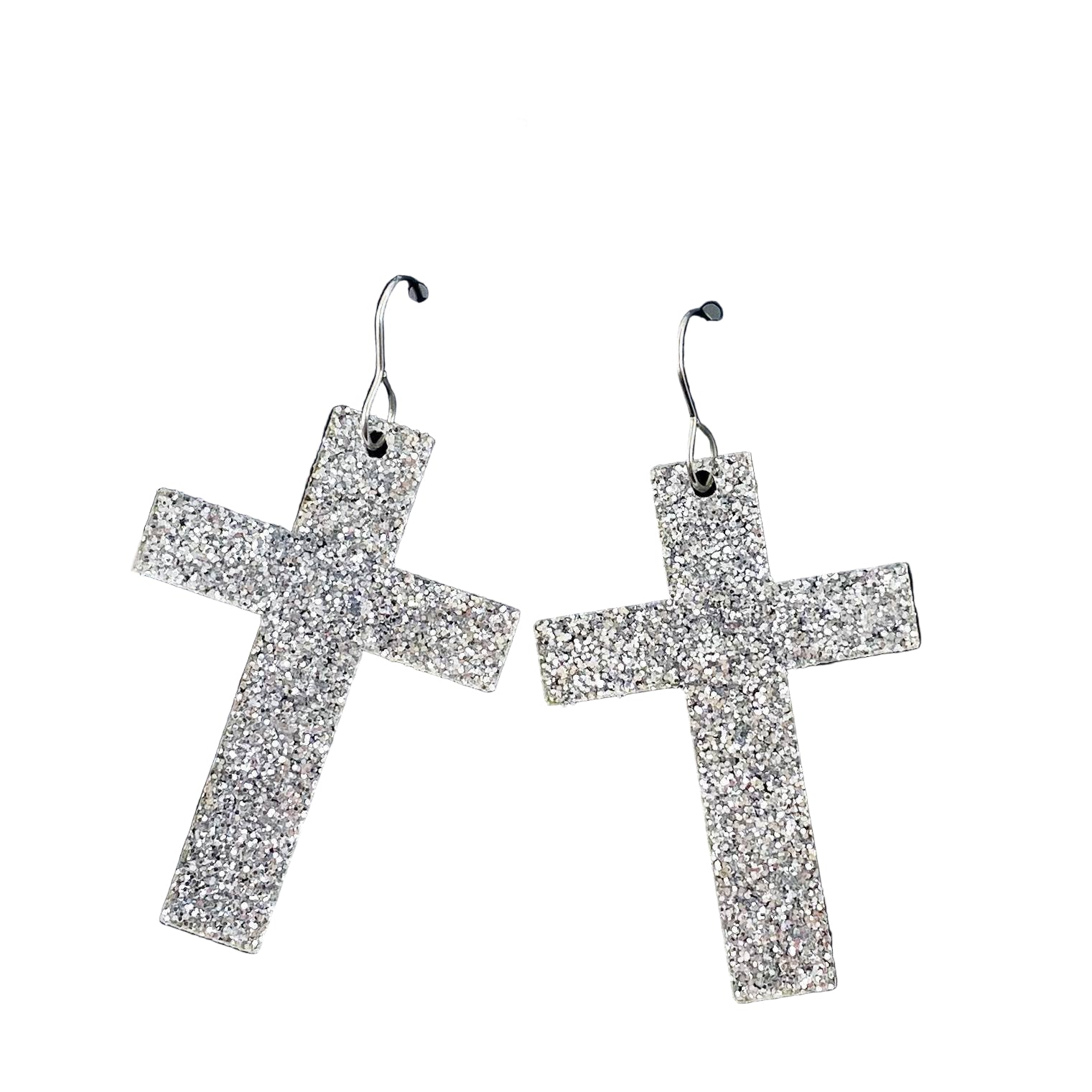 Glitter Cross Dangles- Acrylic Earrings