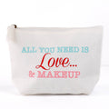 Love & Makeup Cosmetic Bag   White/Multi   10.25x6.75x3