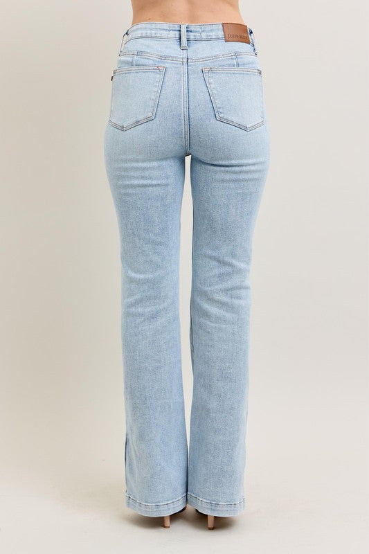 Judy Blue Full Size Tummy Control Vintage Wash Side Slit Slim Boot Jeans Plus Size