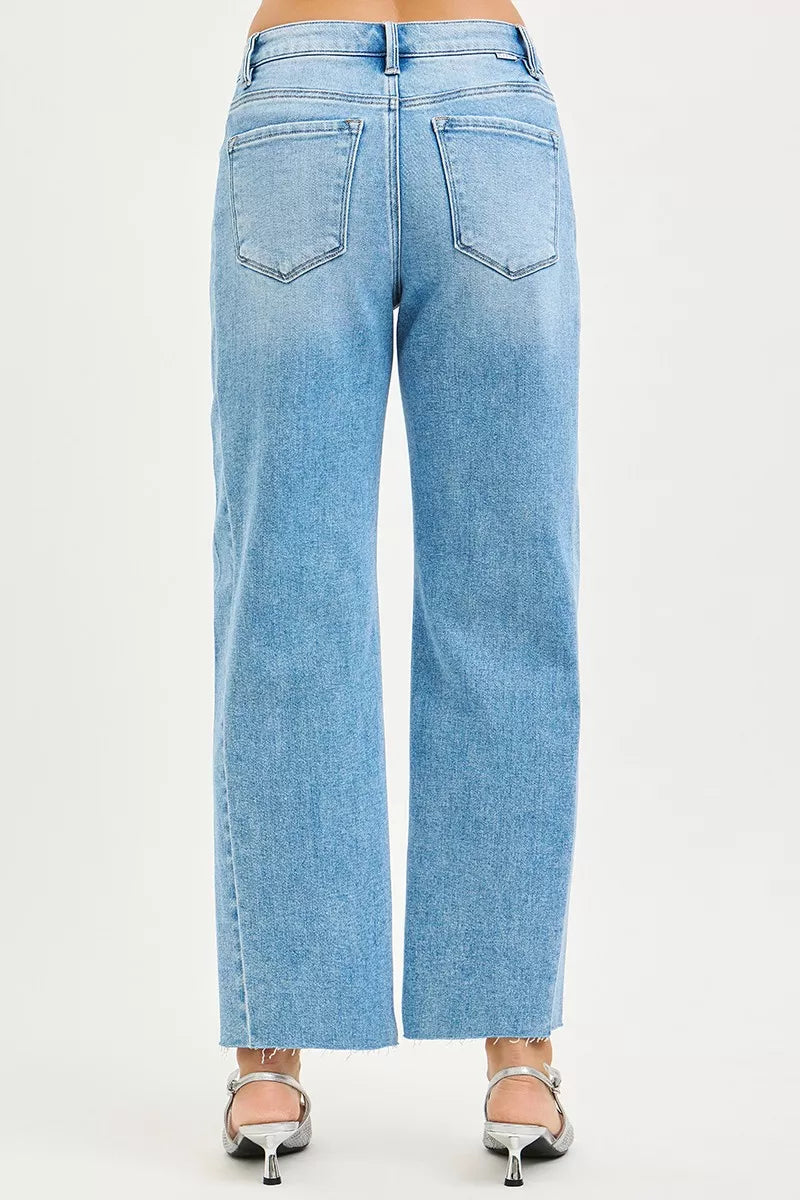 RISEN Plus Size Slouchy Cropped Barrel Jeans With Curved Side Seam For Trendy Comfort