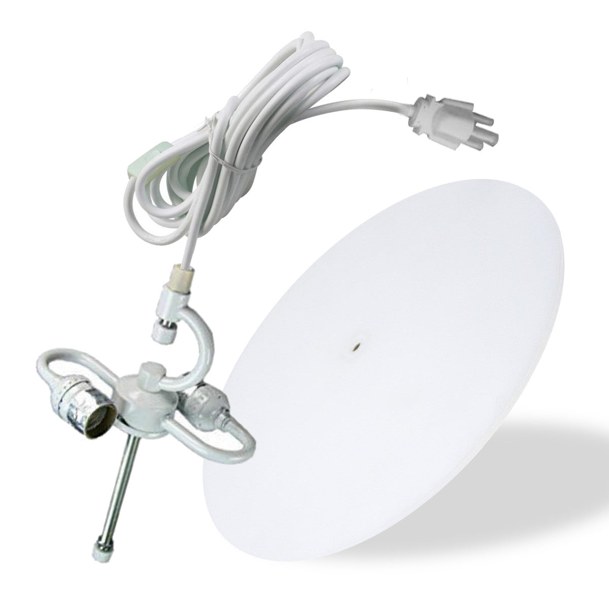 16"W 2 Light Swag Plug-In Pendant  White with Diffuser White Cord