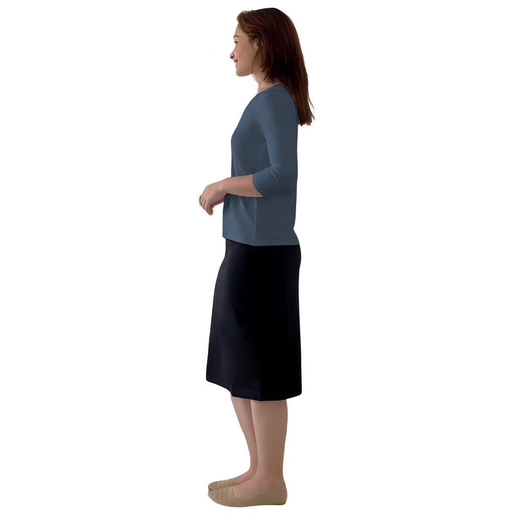 Modest 3/4 Sleeve Layering Shell with Below Collarbone Neckline