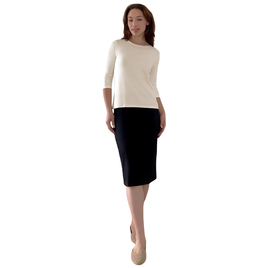 Modest 3/4 Sleeve Layering Shell with Below Collarbone Neckline