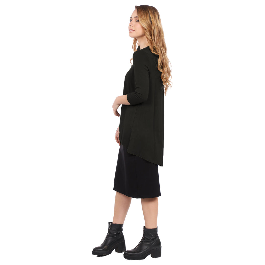 Hi-Lo Flowing 3/4 Sleeve Modest Tunic Top