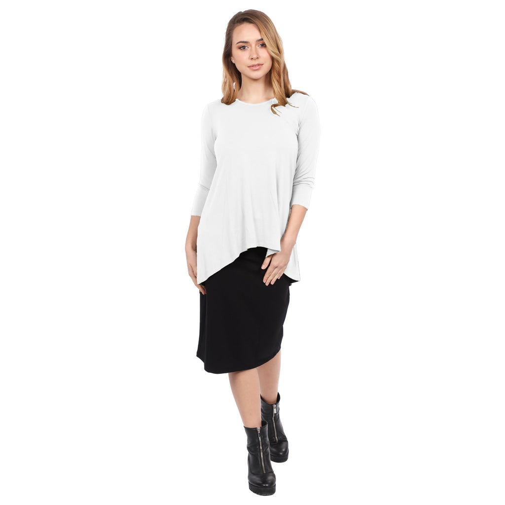 Hi-Lo Flowing 3/4 Sleeve Modest Tunic Top