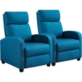 Blue Fabric Pushback Recliner Chair With Soft Armrests