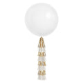 Jumbo Confetti Balloon & Tassel Tail - White & Gold