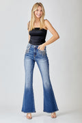 High Rise Embellished Wide Flare Jeans