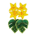 Beaded Palm Leaf Earrings