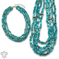 Turquoise and 18k gold dipped multi-strand necklace
