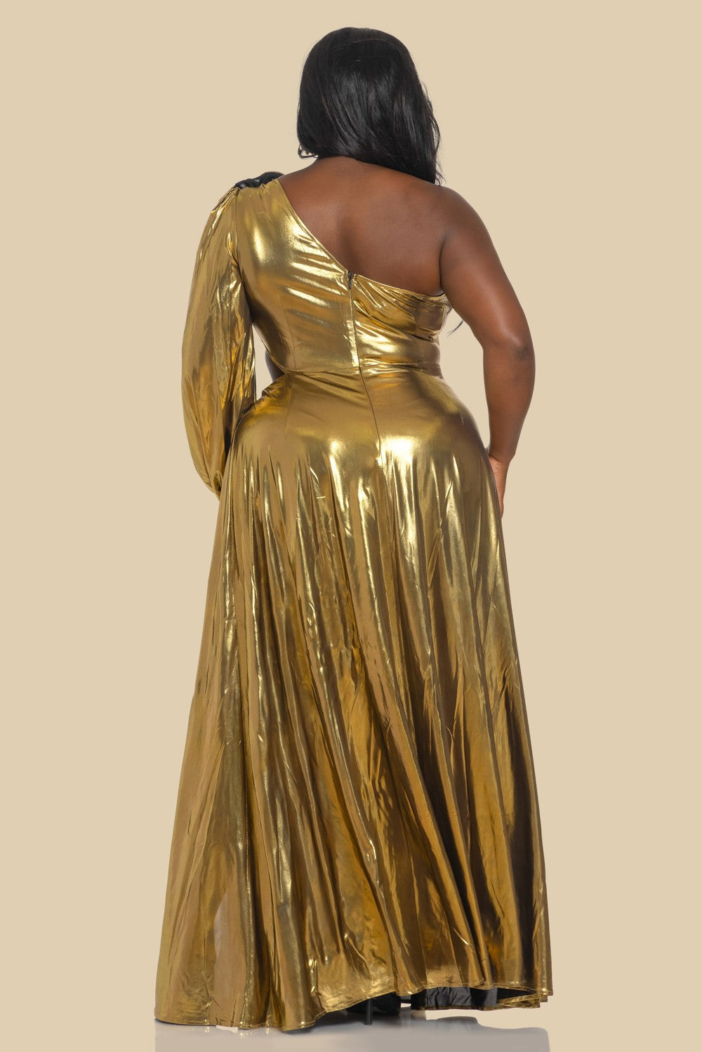 Plus Size Gold Glam Maxi Dress