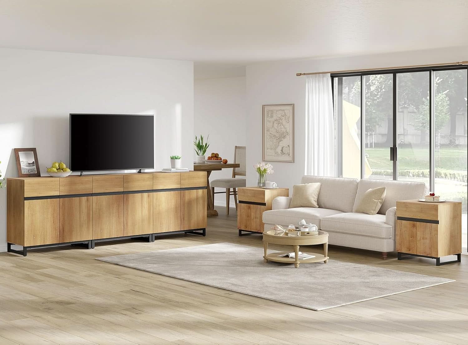 3 In 1 TV Stand For TVs Up To 110 Inch With Adjustable Shelves