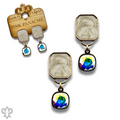 Pearlescent rectangle and Austrian crystal earring