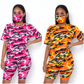 3-Piece Camo Biker Shorts Set