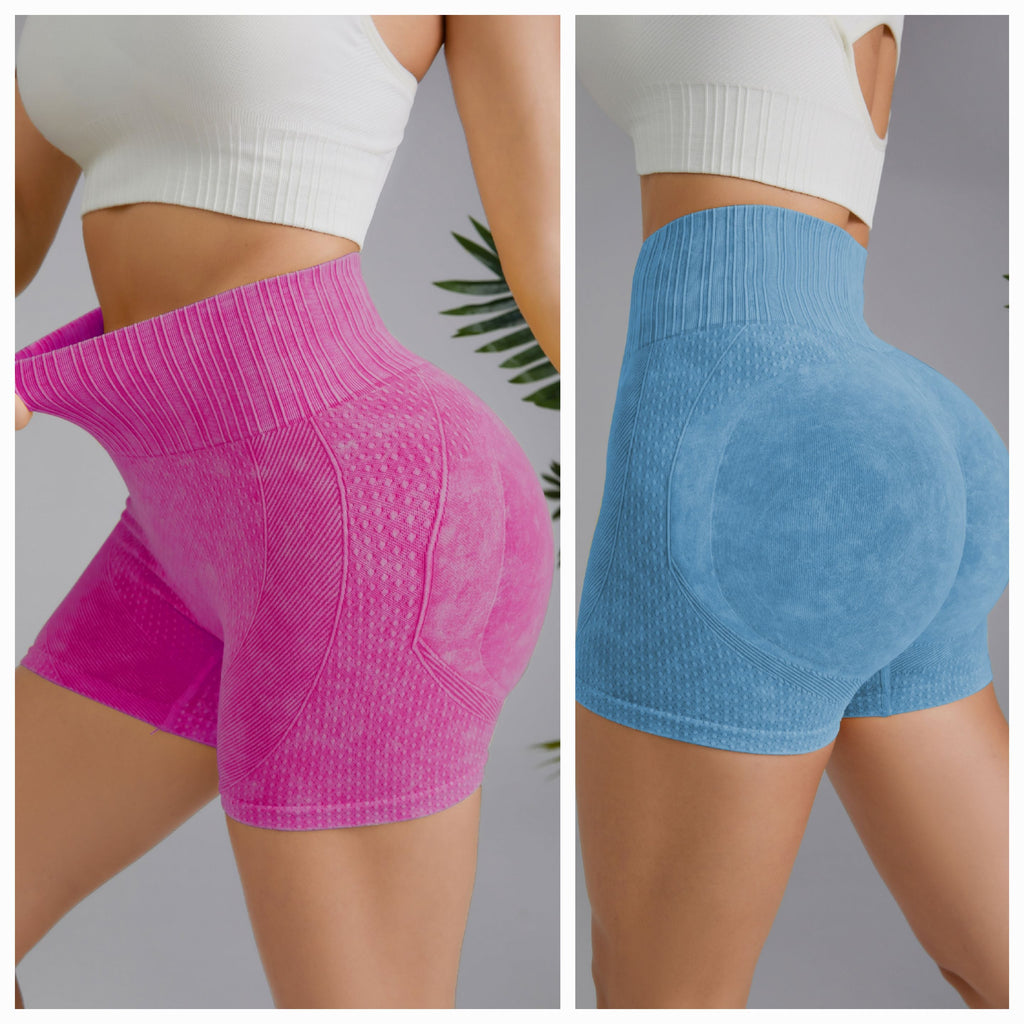 High Waist Seamless Mineral Washed Body Contouring Shorts