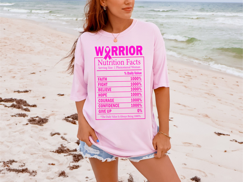 Warrior Nutrition Facts Breast Cancer Awareness Tee – Faith, Hope & Courage Edition