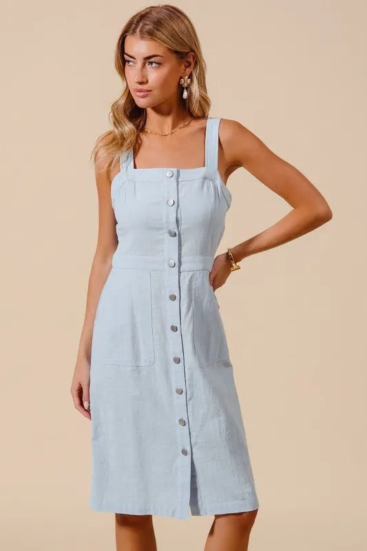Classic Charm Button-Down Pinafore Dress