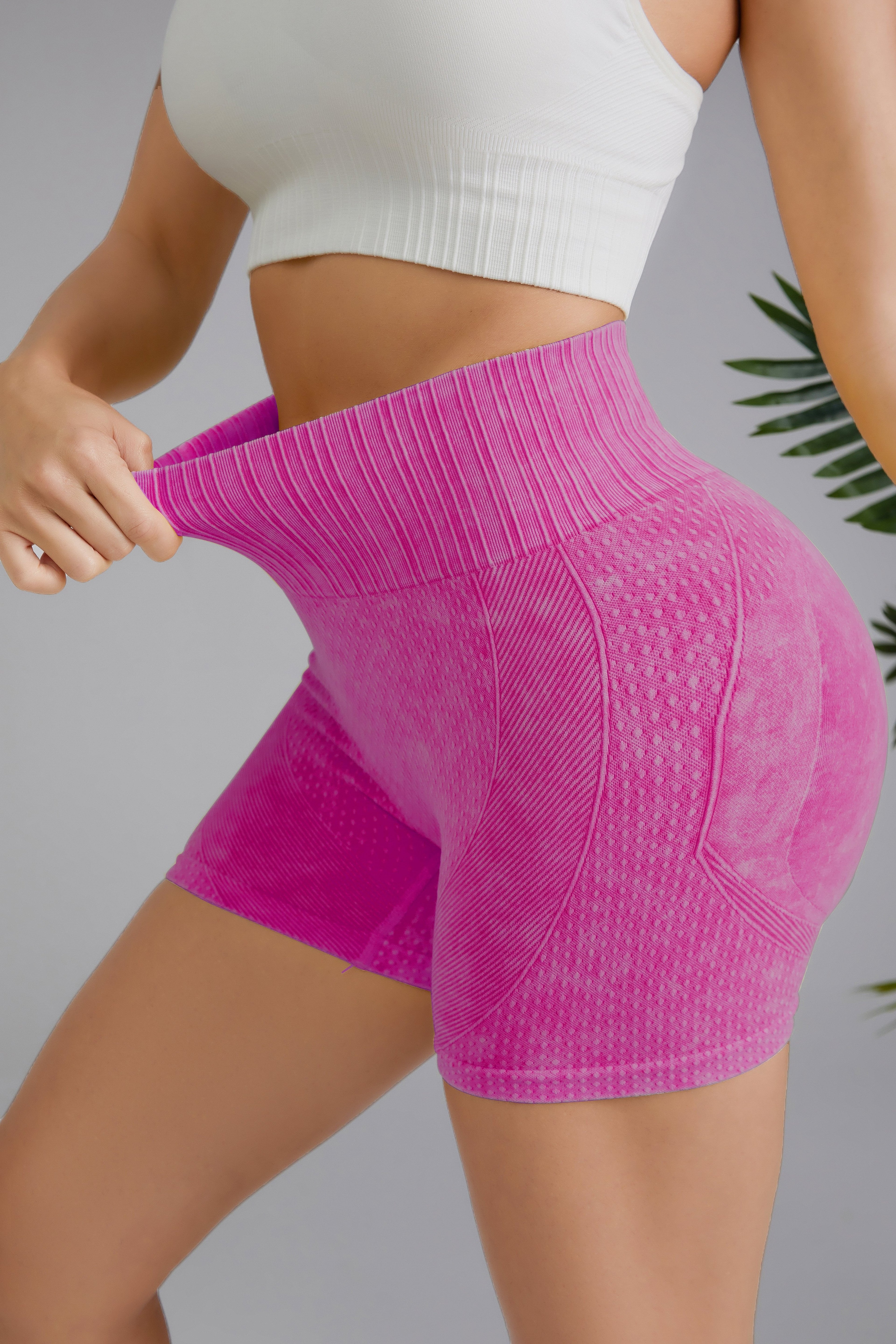 High Waist Seamless Mineral Washed Body Contouring Shorts