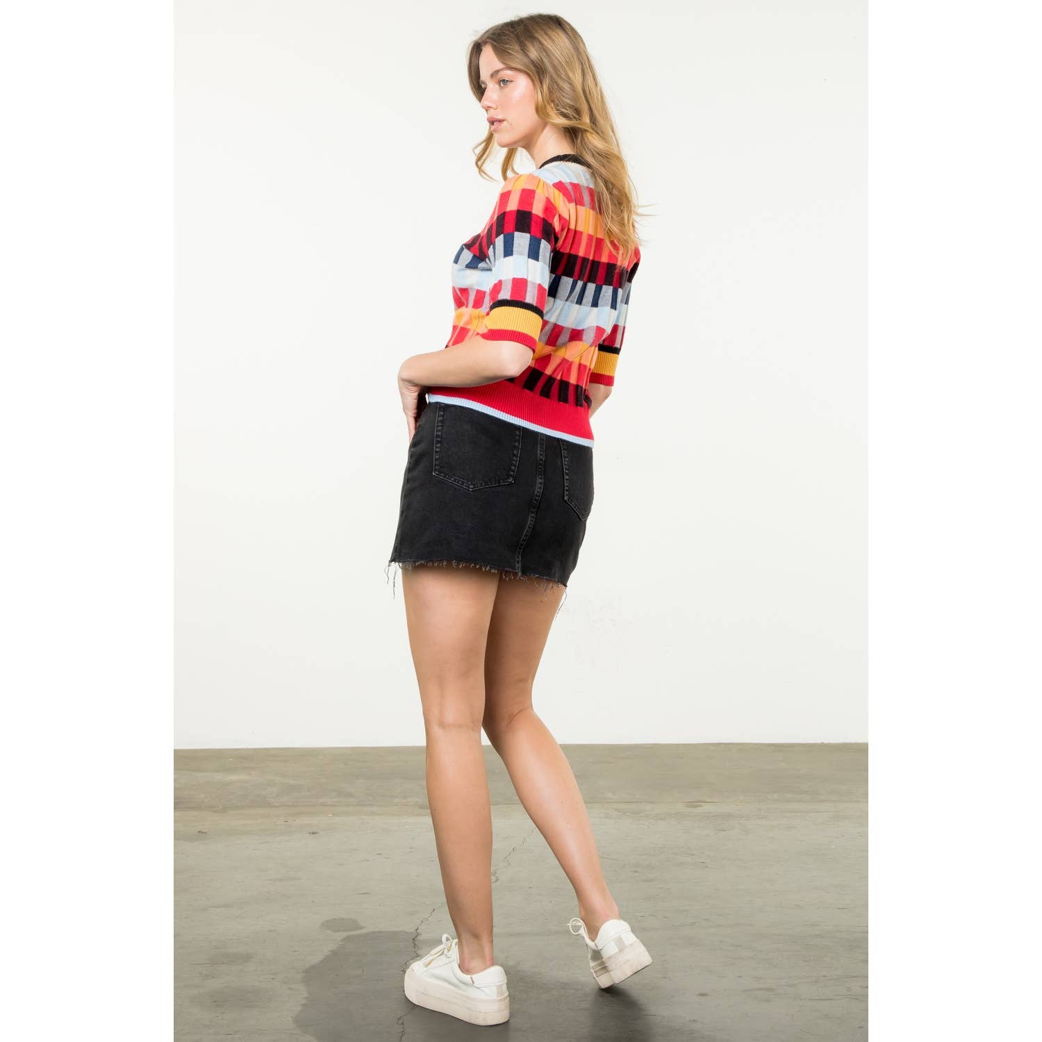 Michelle - Short Sleeve Textured Knit Top