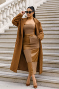 Fleece Tube Top Midi Skirt Set- Mocha