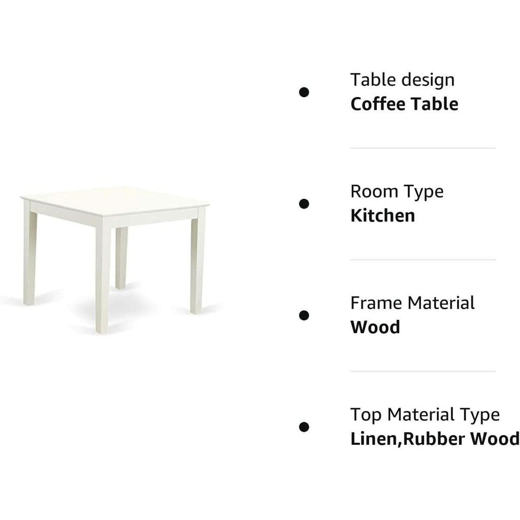 Mid Century Dining Table White Square Tabletop Solid