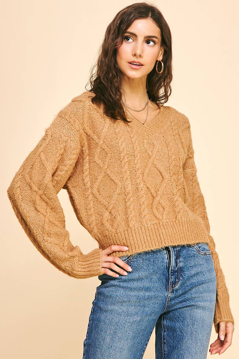 Elizabeth-Textured Cable Knit Sweater