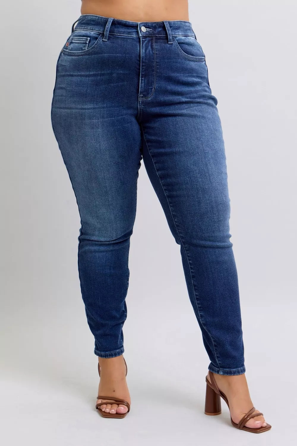 Judy Blue Plus Size Washed Thermal Skinny Jeans Warmth Stretch Flattering Fit For Curvy Women