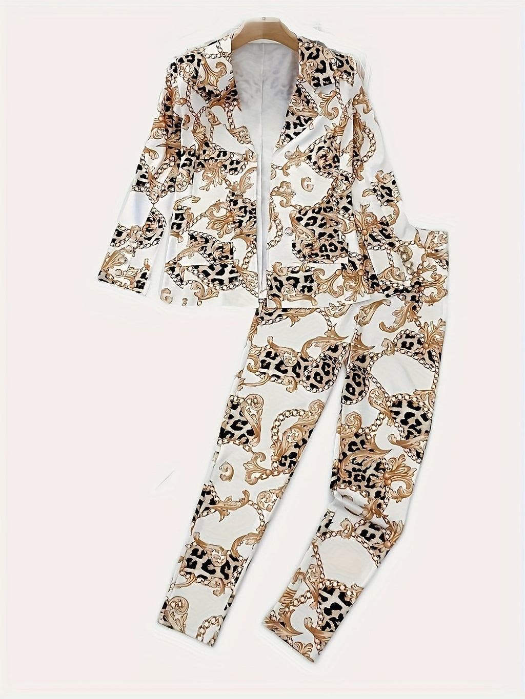 Geometric Print Two-Piece Blazer Set