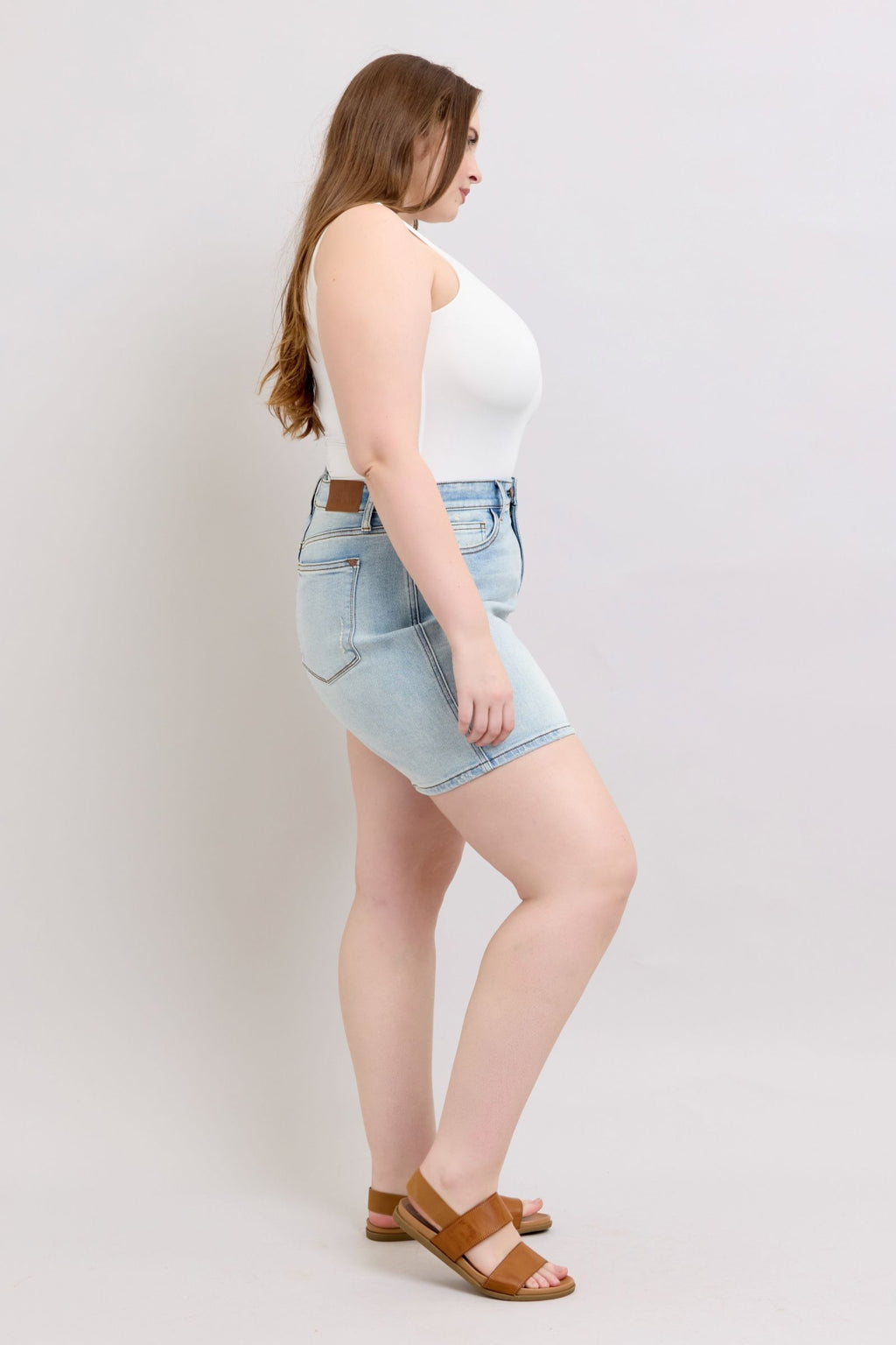 Judy Blue Plus Size Denim Shorts With Pockets 2 Button Closure Durable Comfort For Women