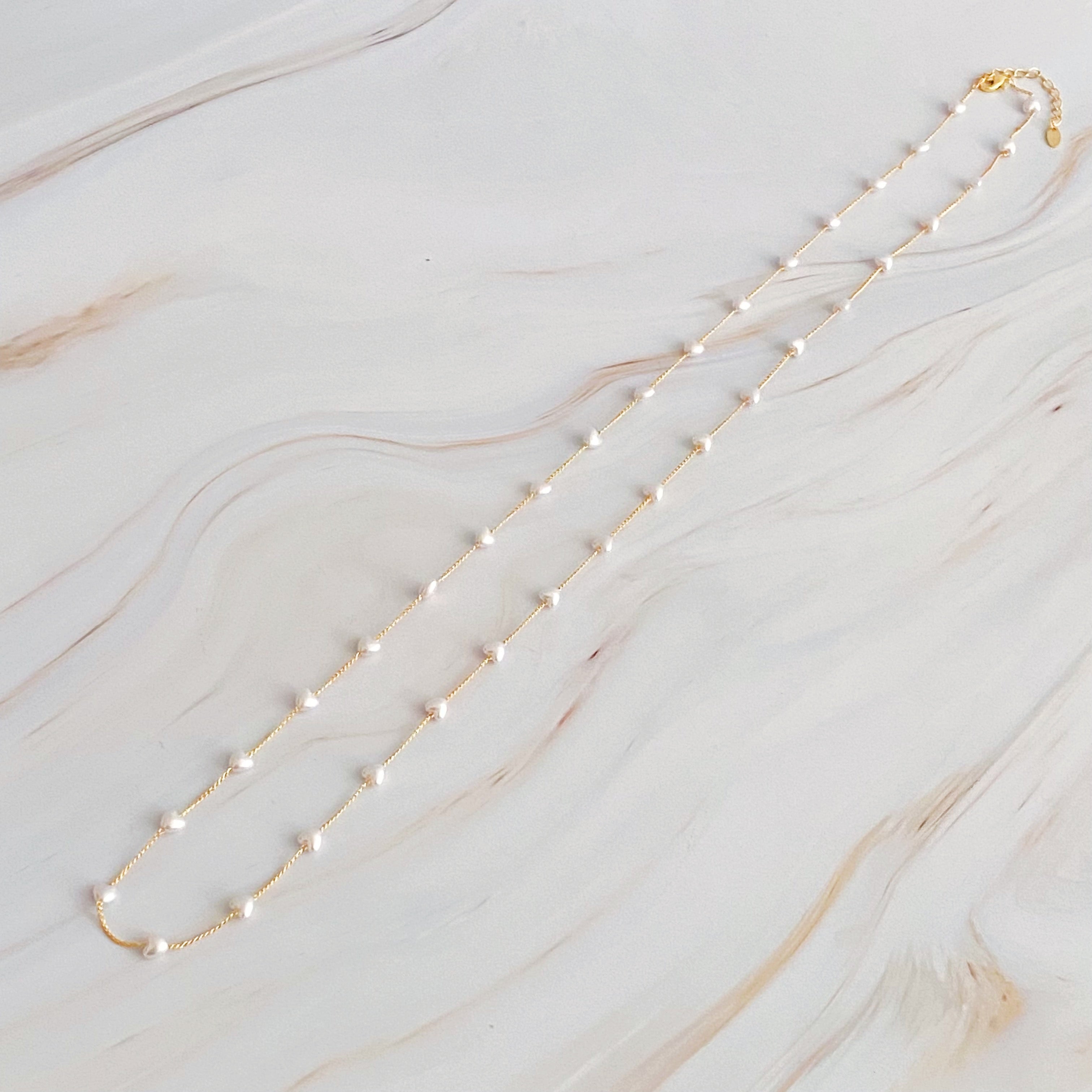 Pearl Heart Long Chain Necklace