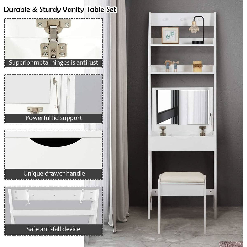 3 In 1 Vanity Table With Flip Top Mirror Makeup Desk