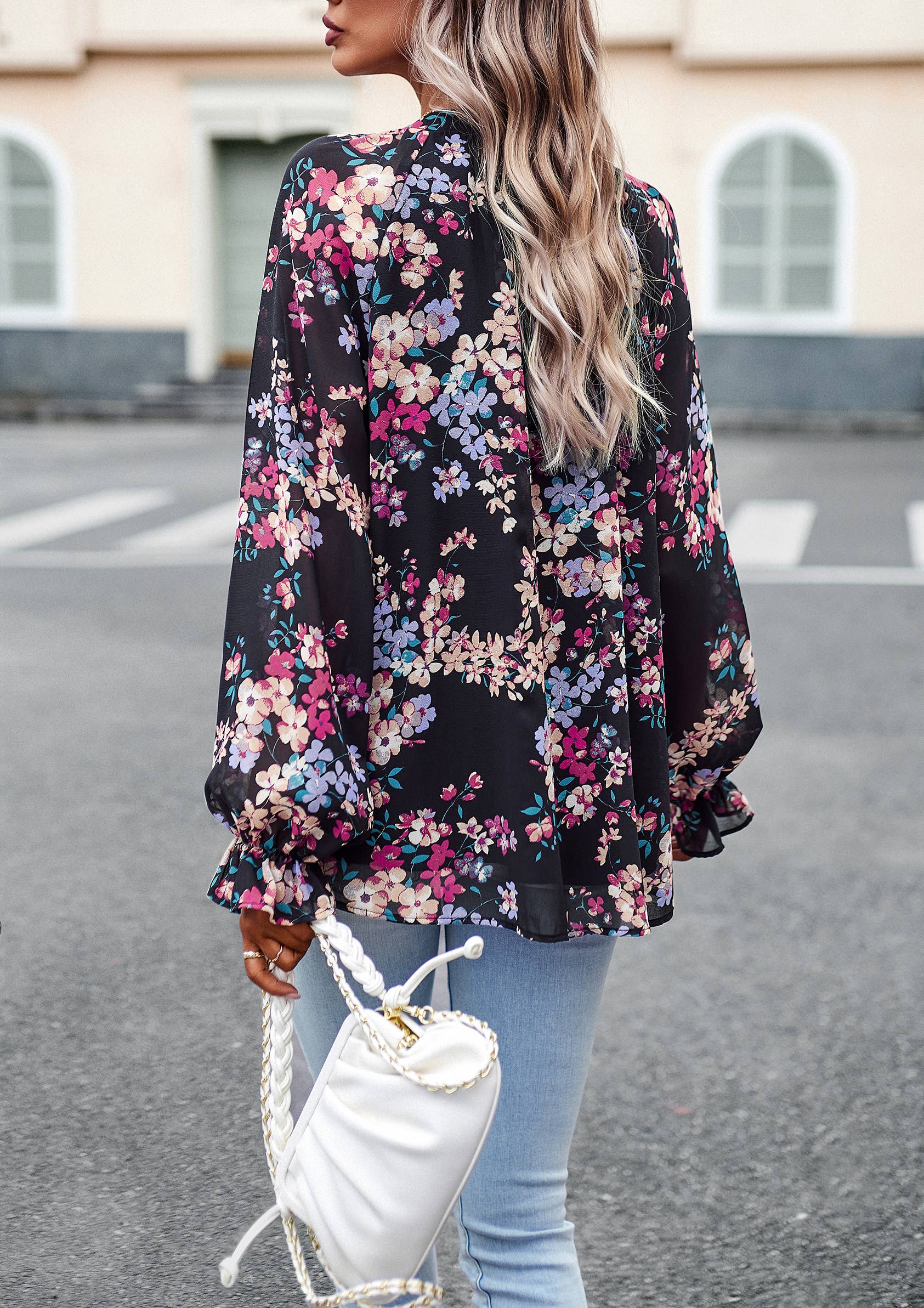 Nancy - Floral Button Down Long Sleeve Blouse