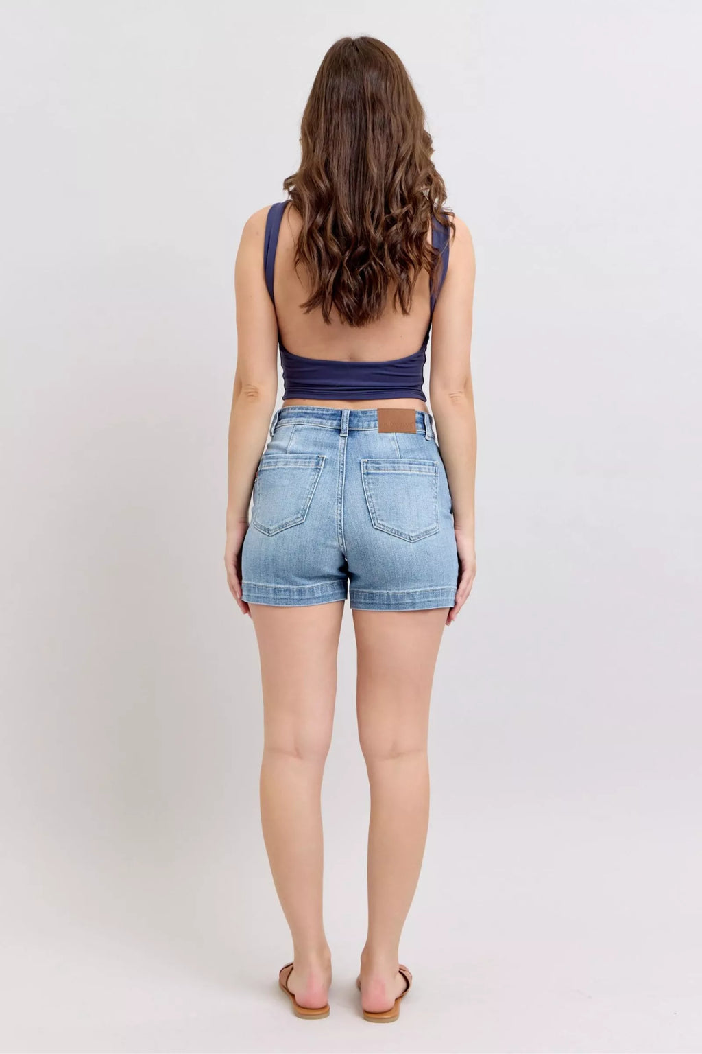 Judy Blue Mid Rise Denim Shorts For Women With Versatile Tailored Trouser Fit And All Day Comfort