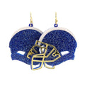 Glitter Resin Football Helmet Blue Earring