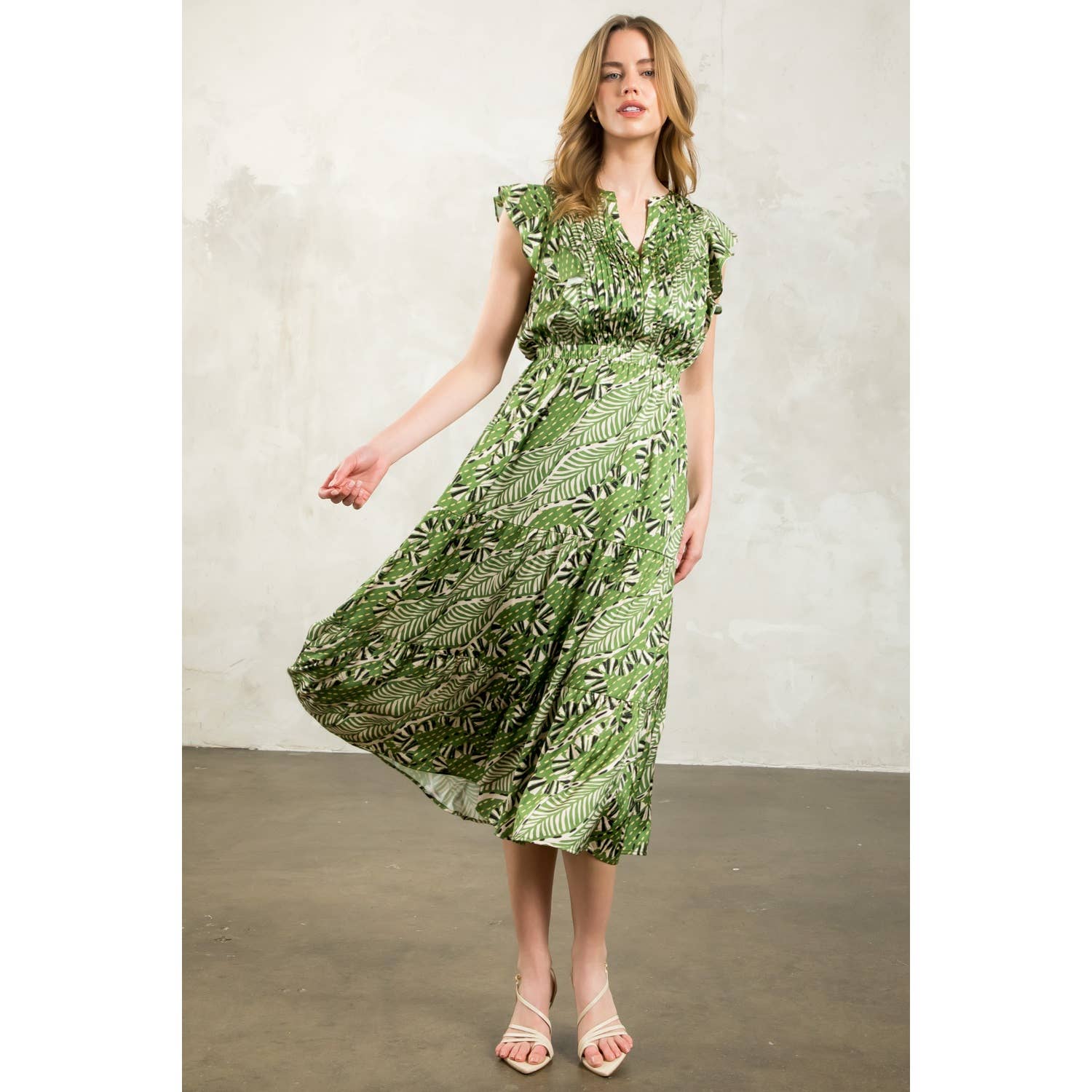 Gwen - Flutter Sleeve Print Tiered Dress