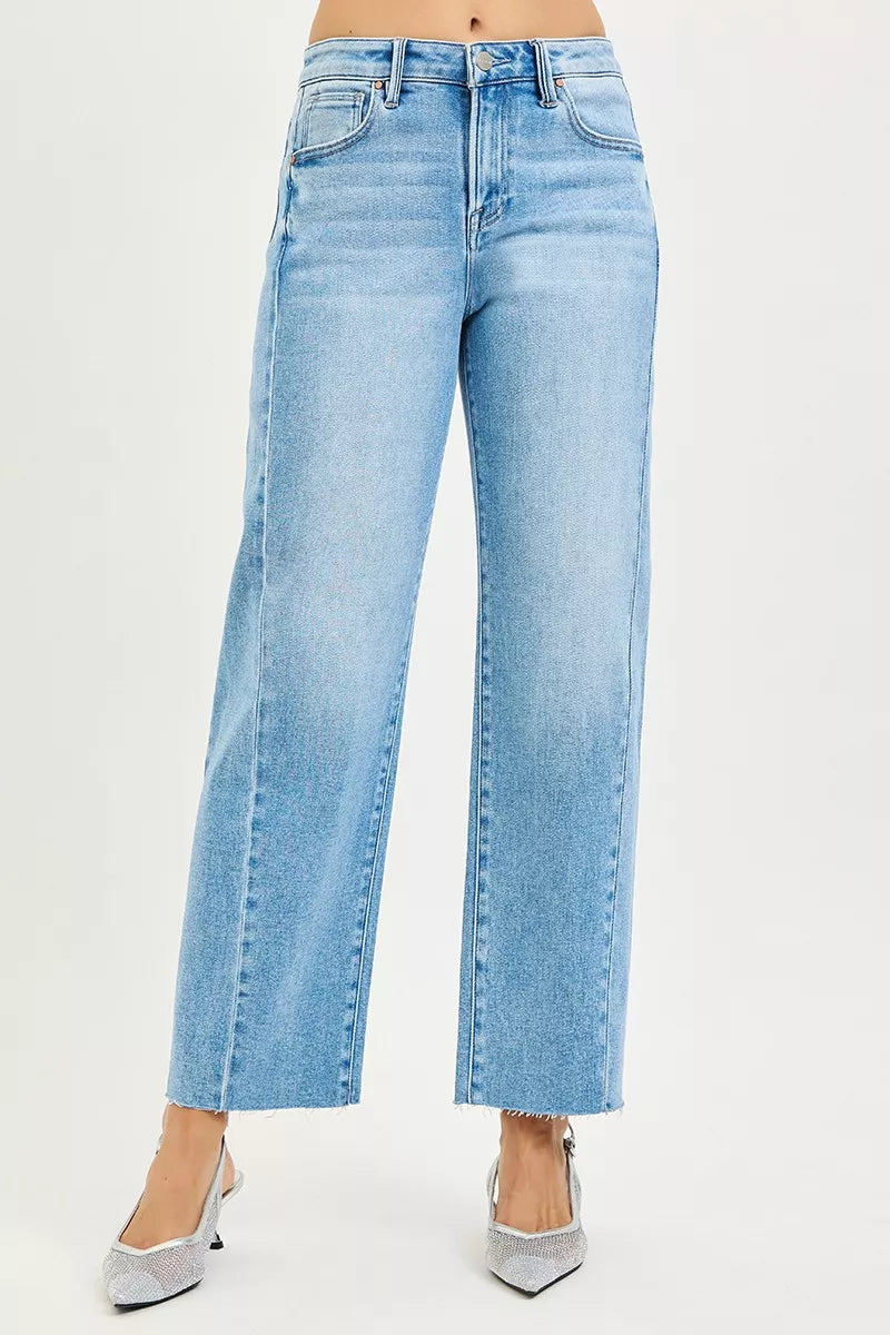 RISEN Plus Size Slouchy Cropped Barrel Jeans With Curved Side Seam For Trendy Comfort