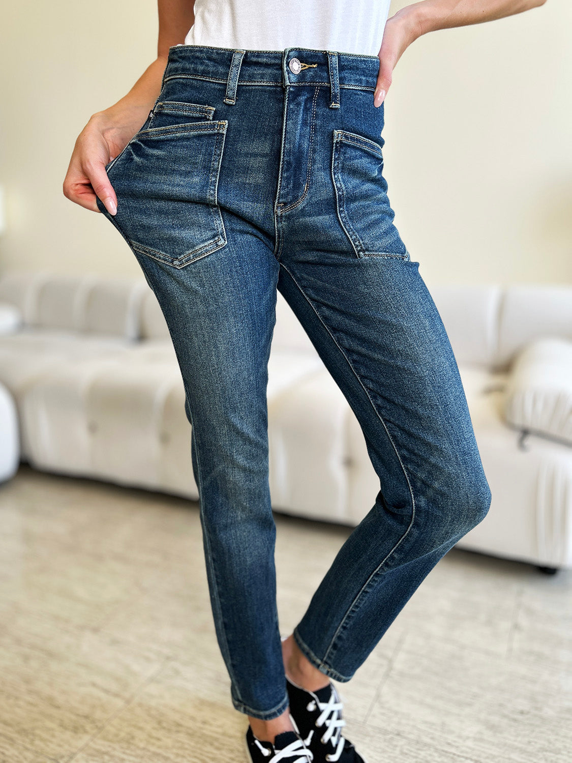 Judy Blue Full Size High Waist Skinny Jeans Size Down For Flattering Curvy Fit Women Everyday