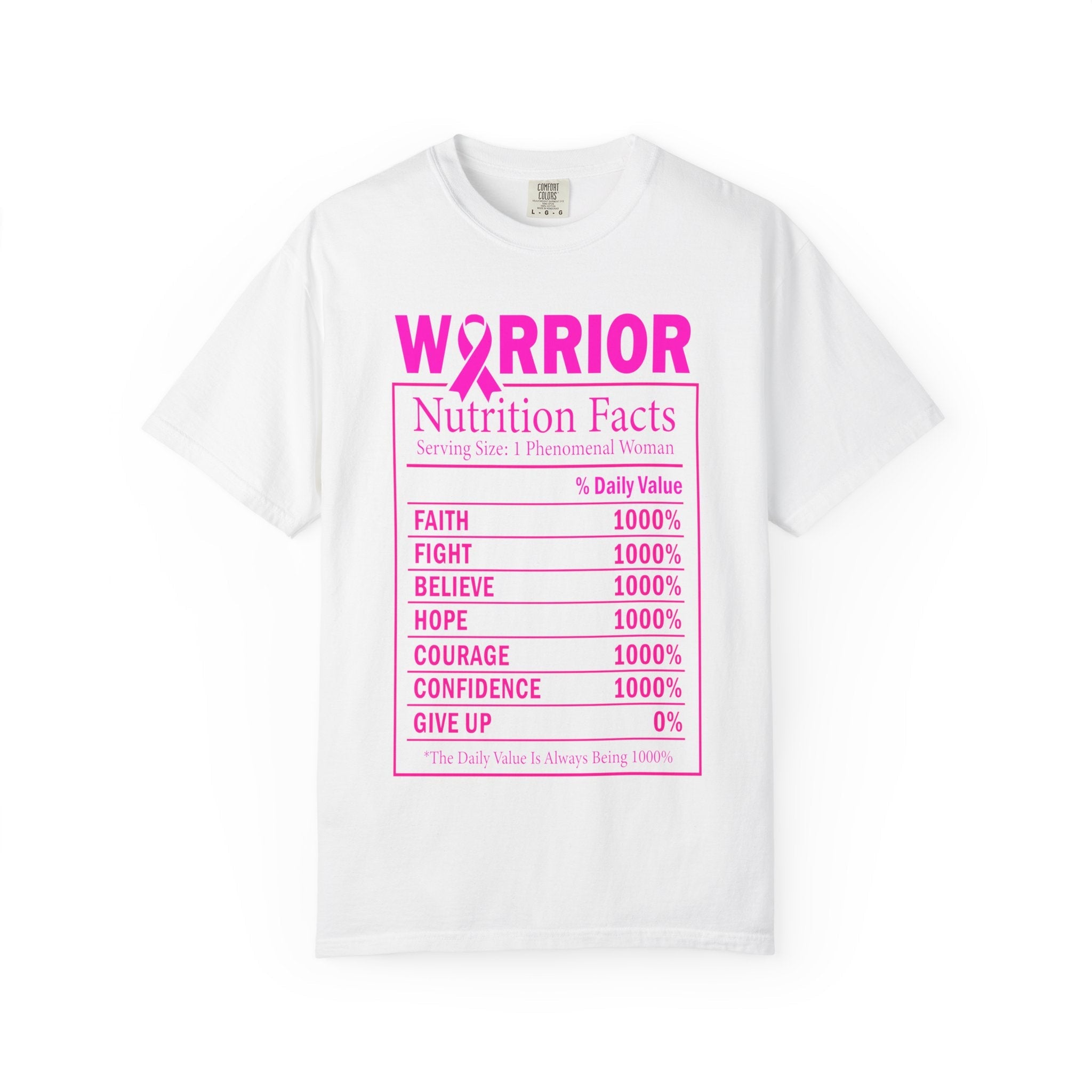 Warrior Nutrition Facts Breast Cancer Awareness Tee – Faith, Hope & Courage Edition