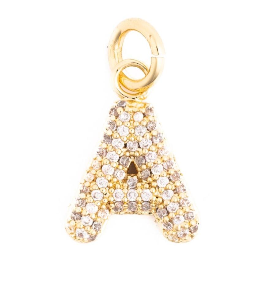 Rhinestone Bubble Initial Charm
