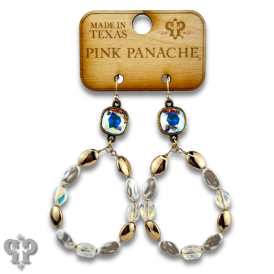Oval bead teardrop earring with Austrian crystal