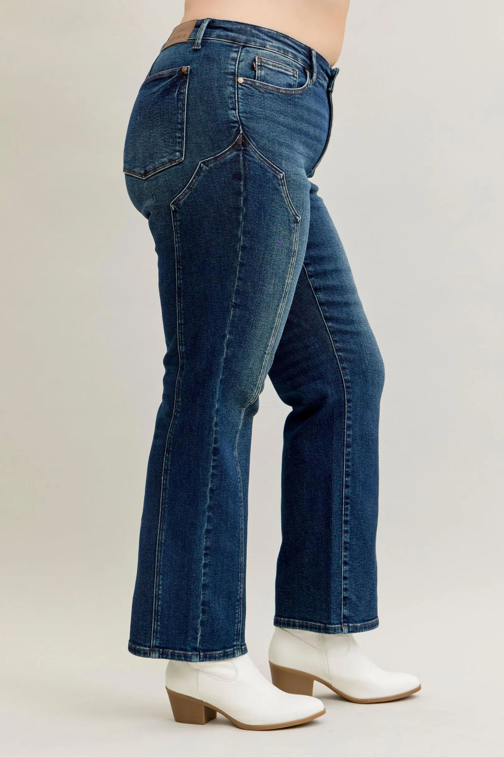 Judy Blue Plus Size Seam Detail Straight Leg Jeans With High Rise Stretch Comfort For Curvy Women