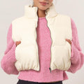 Leather Zip Up Cropped Puffer Vest