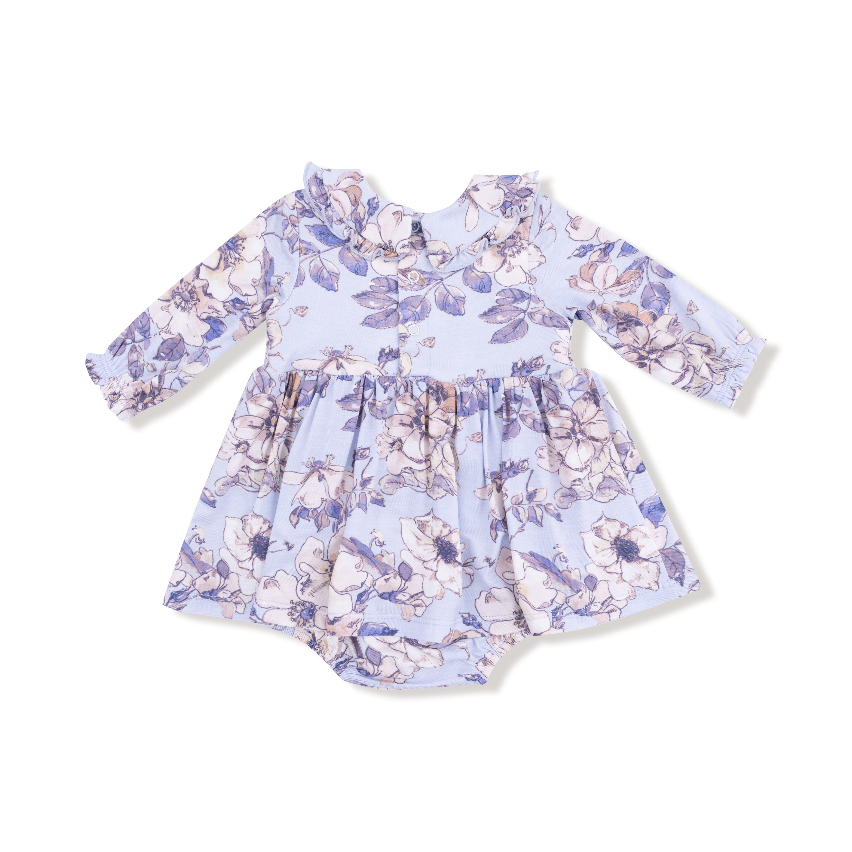 Peri - Long Sleeve Peter Pan Ruffle Collar Bubble with Skirt