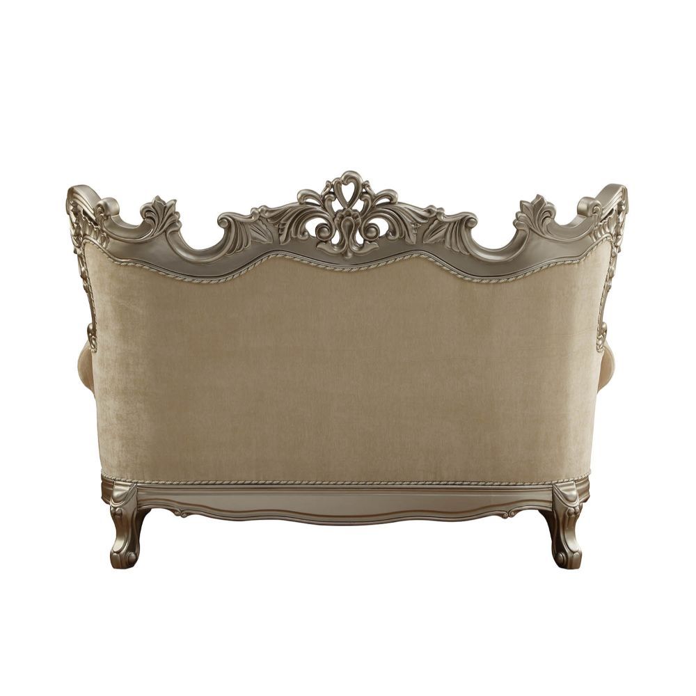 Ranita - Loveseat With 6 Pillows - Fabric & Champagne