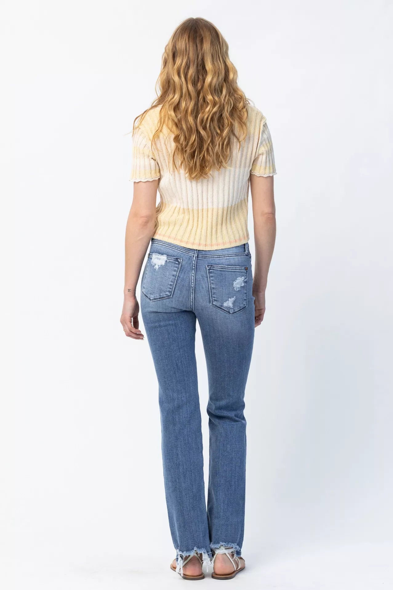 Judy Blue Plus Size Mid Rise Destroyed Straight Jeans Distressed Everyday Look For Women