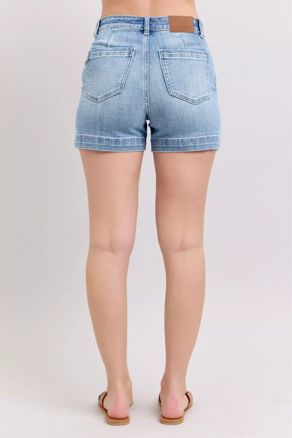 Judy Blue Mid Rise Denim Shorts For Women With Versatile Tailored Trouser Fit And All Day Comfort