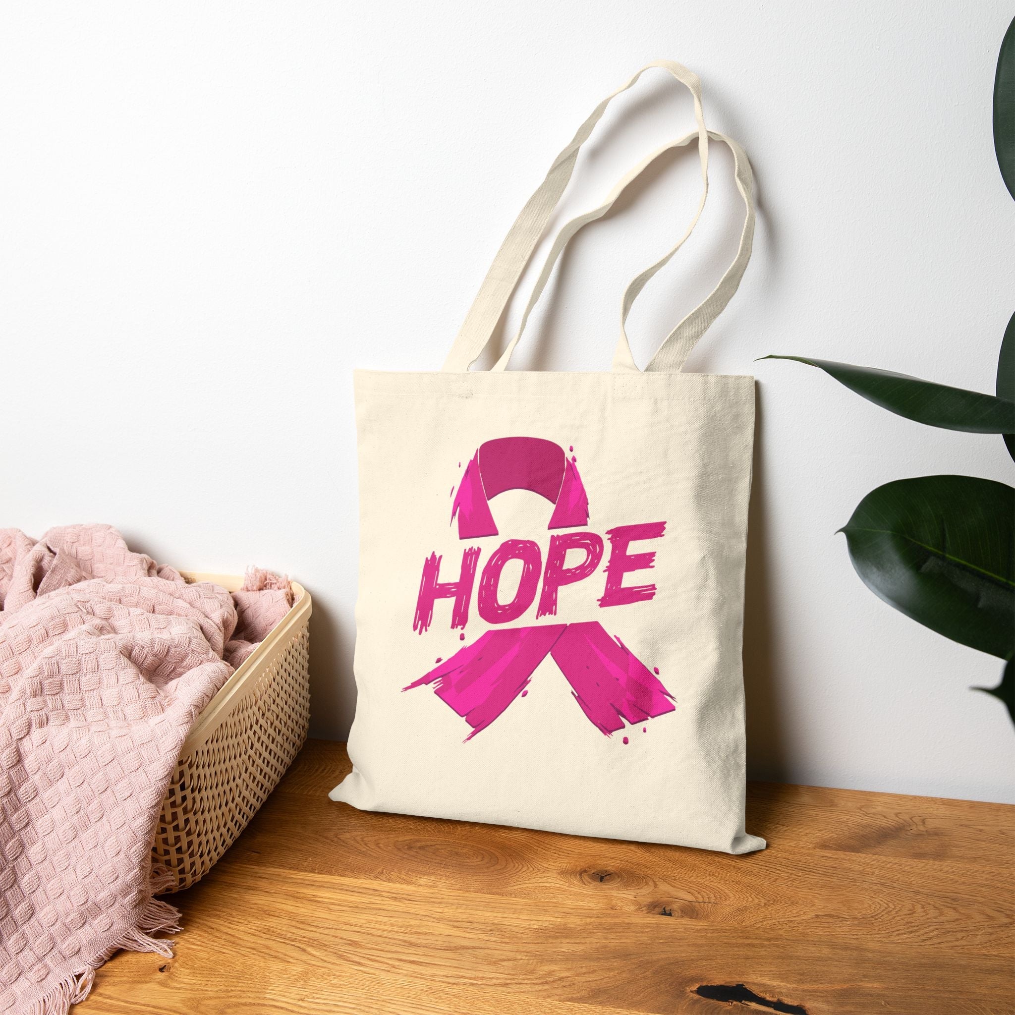 Breast Cancer Awareness Tote Bag | Eco-Friendly Cotton Bag for Hope, Support Gift, Grocery Shopping, Reusable Bag, Awareness Month