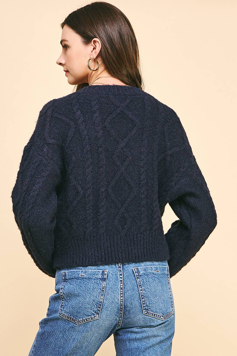 Elizabeth-Textured Cable Knit Sweater